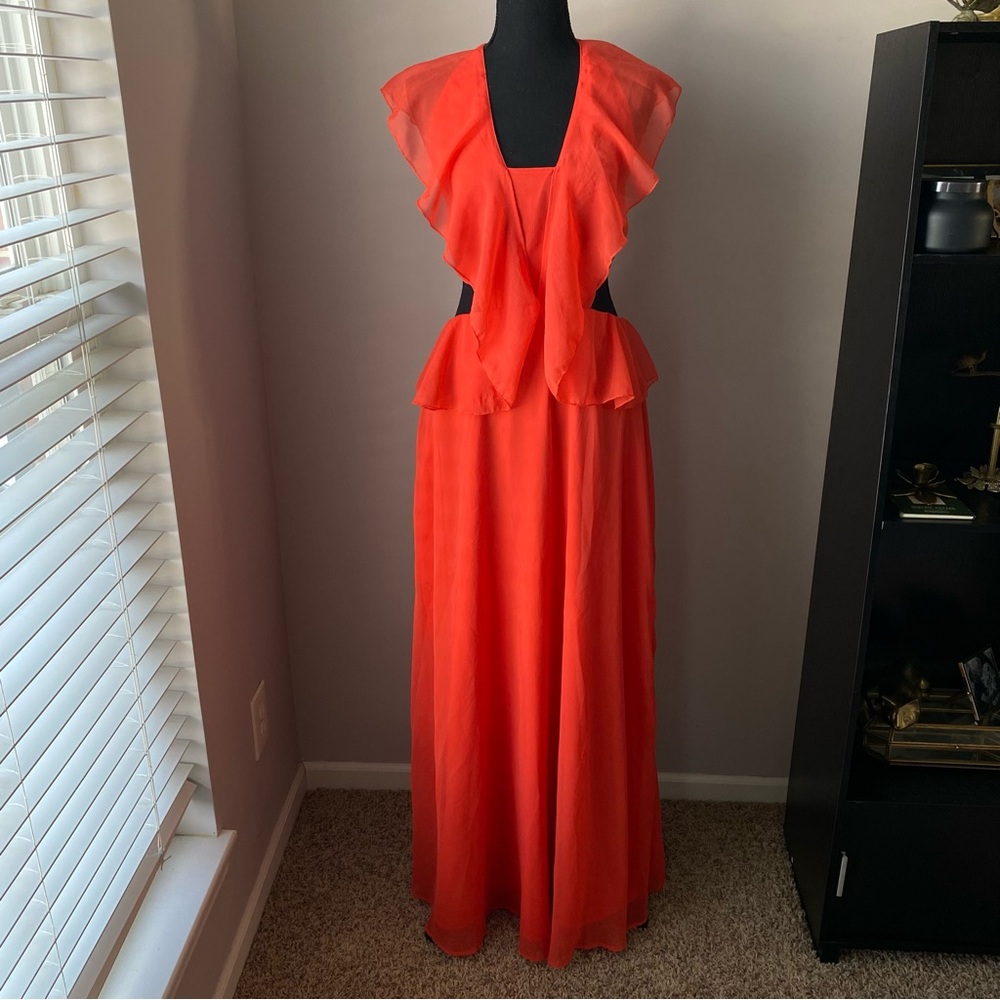 ASOS Orange Ruffle Maxi Dress